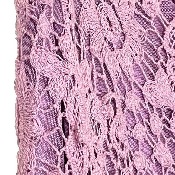 Sherri Hill Womens Formal Crochet Long Fit Flare Skirt Train Lavender sz 4 - Picture 2 of 16